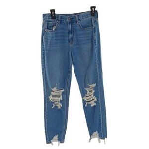 American Eagle Jeans Womens Size 4 Distressed Ripped High Rise Denim Mom Jean